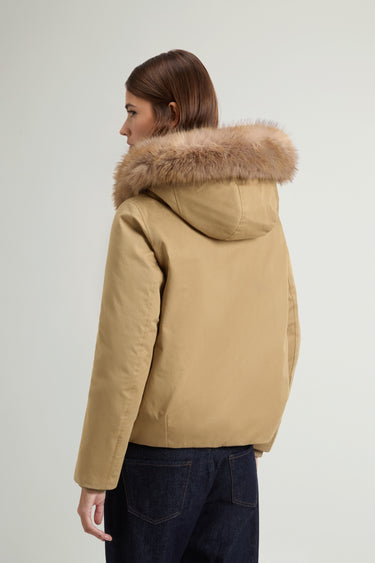 Bomberjacke mit Kapuze aus Best Cotton in Khaki
