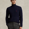 RALPH LAUREN-Maglia Collo Alto a Trecce Blu Navy-TRYME Shop
