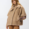 PINKO-Cappa Corta in Tessuto Aspen Effetto Pelliccia Beige-TRYME Shop