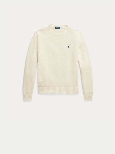 Maglia Girocollo in Cotone Regular Fit Crema