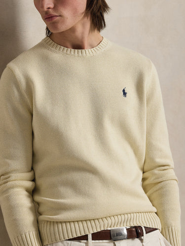 Maglia Girocollo in Cotone Regular Fit Crema