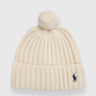 RALPH LAUREN-Cappello con Pompon e Ricamo Pony Crema-TRYME Shop