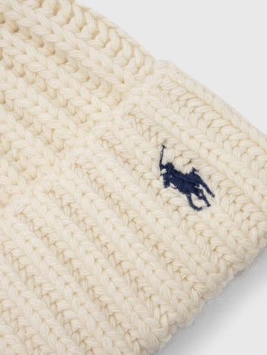 Bonnet avec Pompon et Broderie Pony Crème