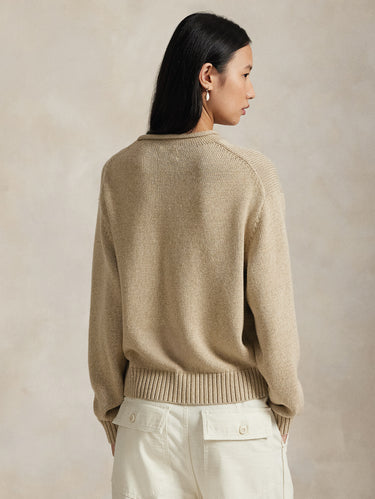 Katoenen Trui met Polo Bear Intarsia Amandel