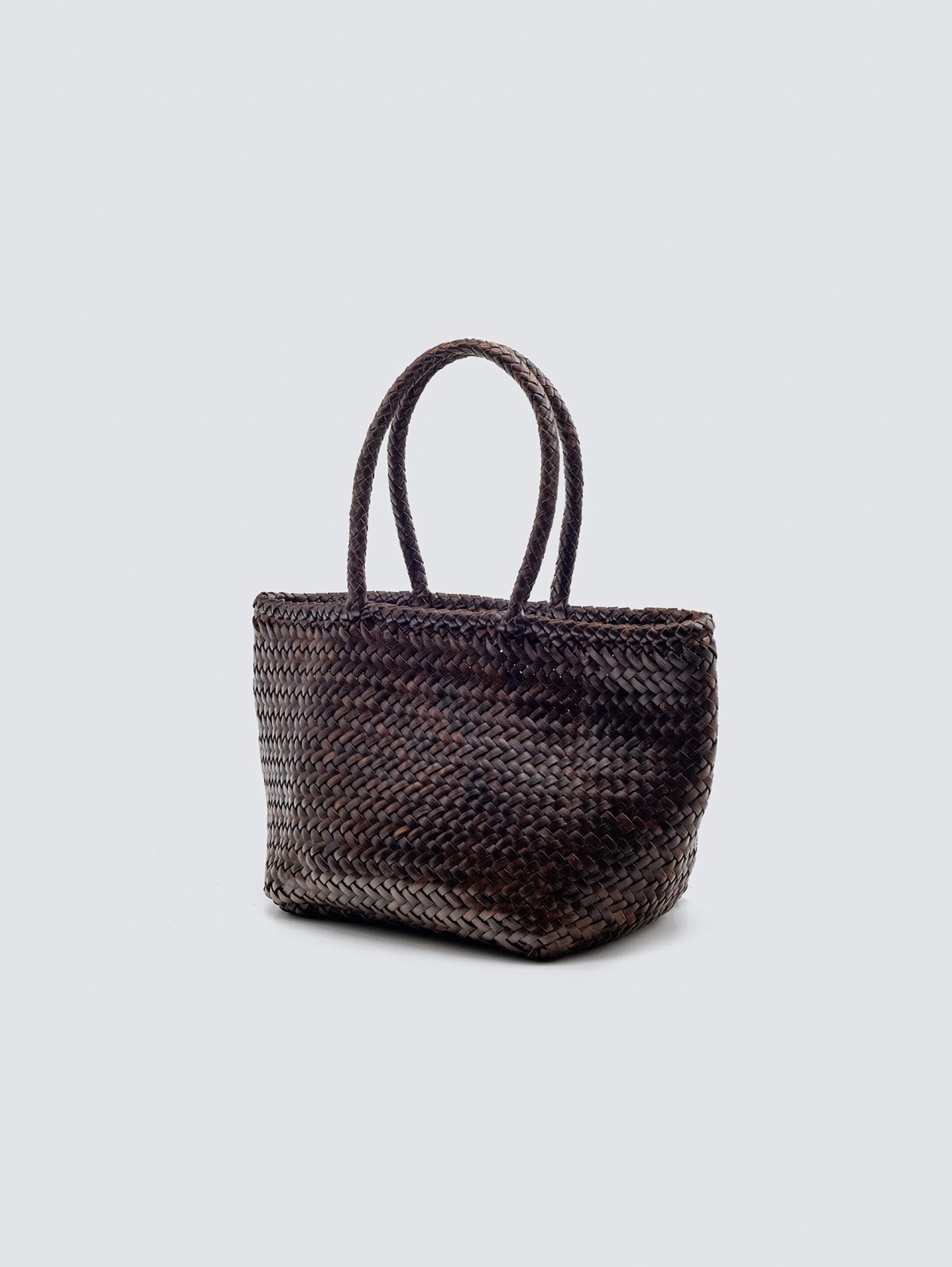 Grace Basket Small Brown Woven Leather Bag