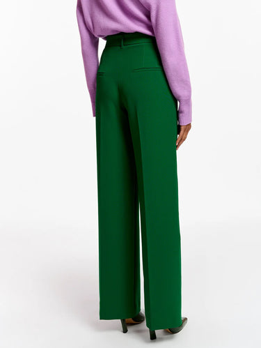 Straight-Leg Pants with Belt Green