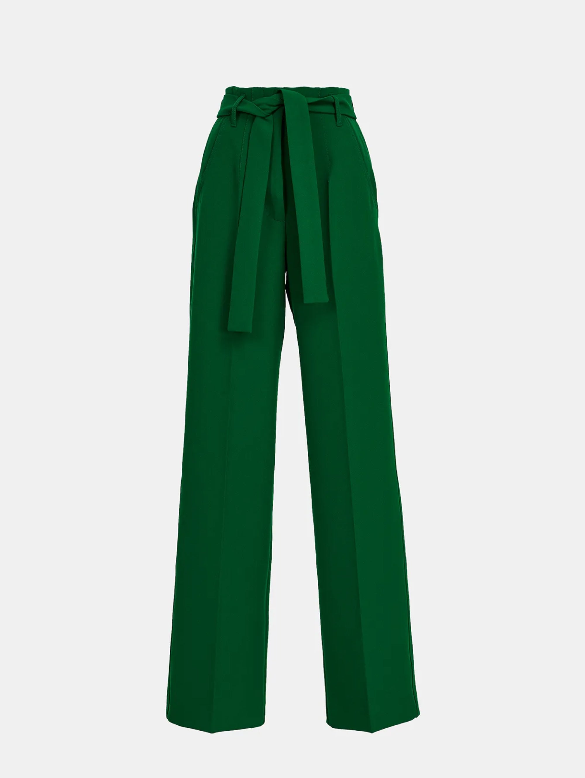 Straight Leg Trousers with Green Belt