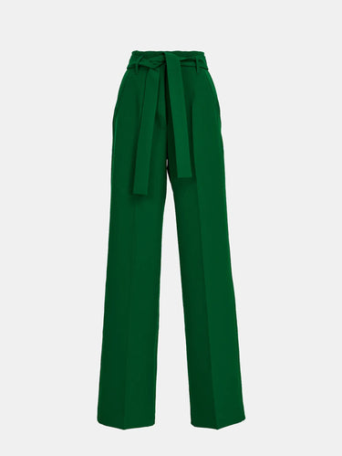 Straight-Leg Pants with Belt Green