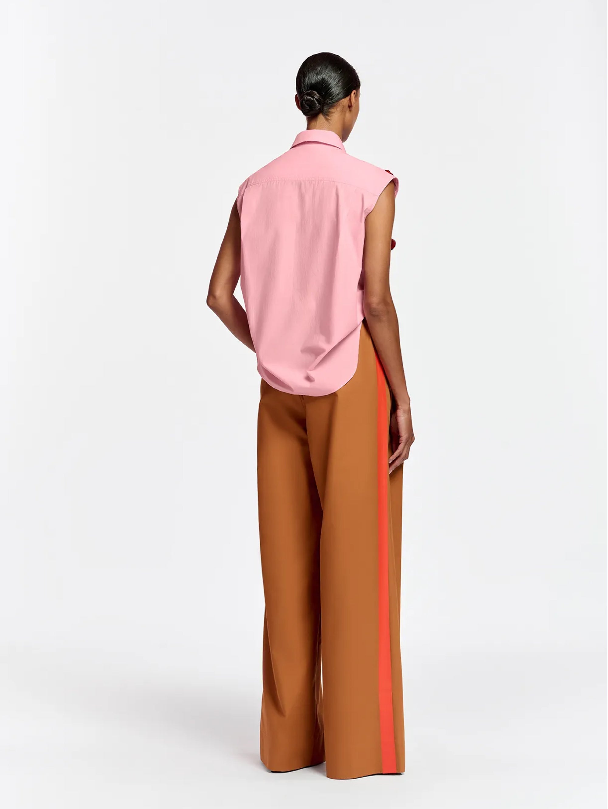 Bronze/Orange Pleated Trousers with Side Band