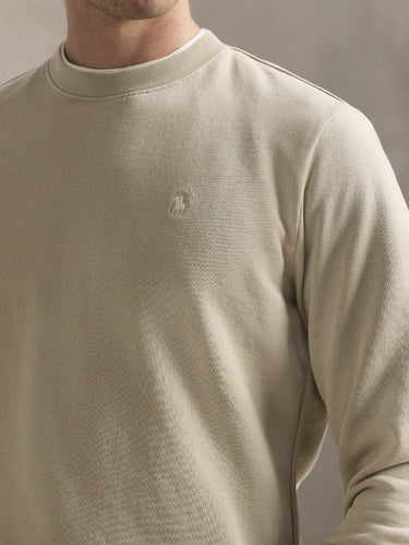 Felpa Girocollo in Cotone Loopback Beige