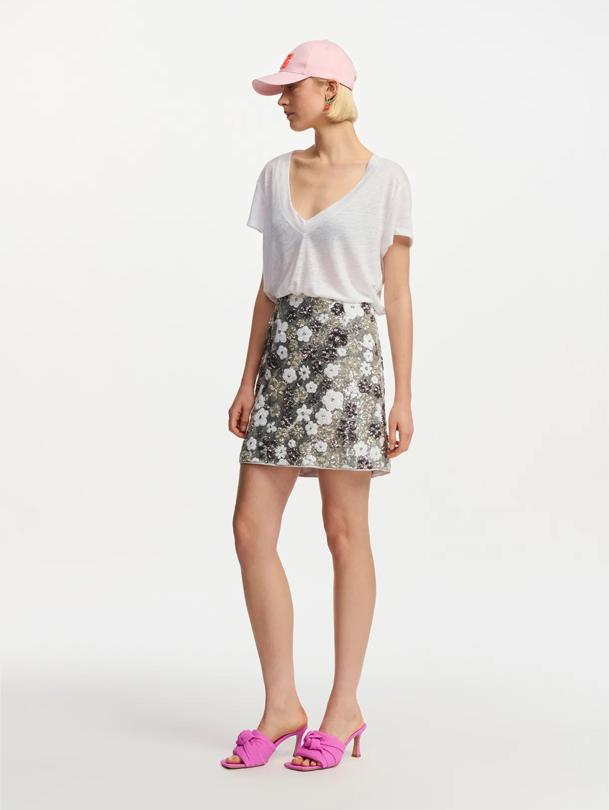 Miniskirt in Silver Sequins