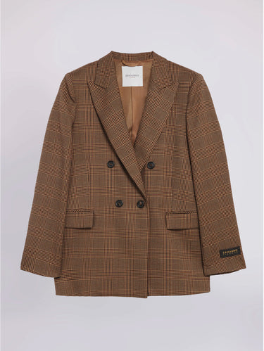 Blazer Doppiopetto in Principe di Galles Cammello/Moro