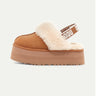UGG-Ciabatte con Elastico in Montone Castagna-TRYME Shop