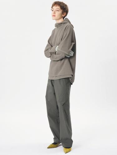 Felpa con Cappuccio in Waffle Leggero Beige Arido