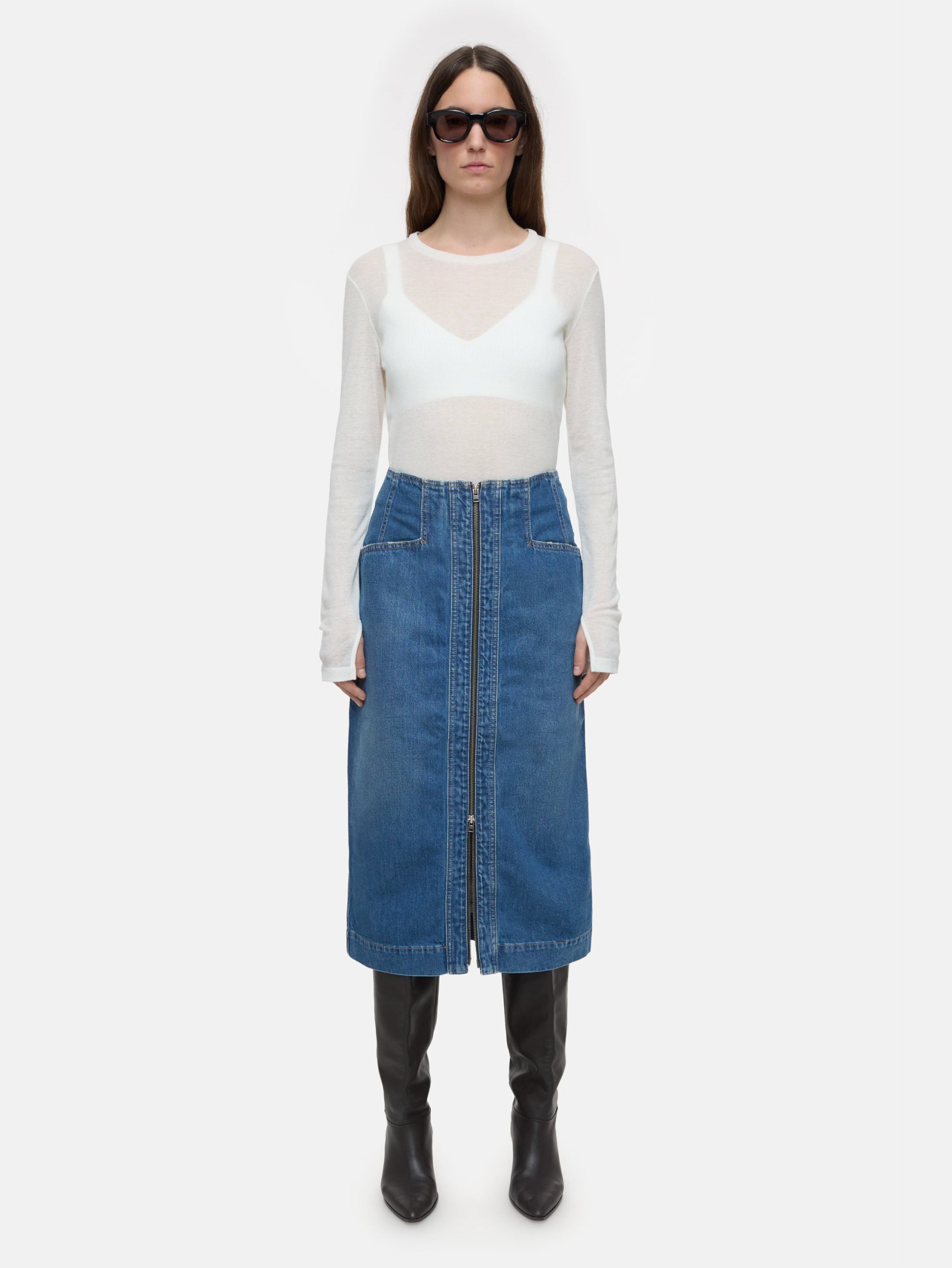 Medium Blue Denim Pencil Skirt
