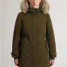 WOOLRICH-Parka Lungo con Pelliccia Grace Verde Militare-TRYME Shop
