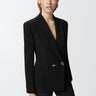 PINKO-Blazer Doppiopetto in Cady Tecnico Nero-TRYME Shop