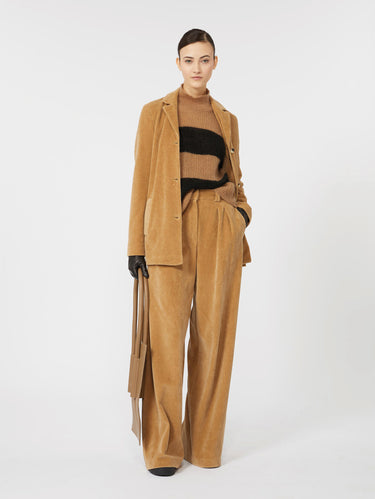 Pantaloni Ampi in Velluto a Coste Cammello