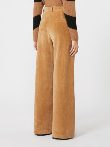 Pantaloni Ampi in Velluto a Coste Cammello