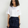 ESSENTIEL ANTWERP-T-shirt Oversize con Ricamo Bianco-TRYME Shop