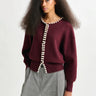 ESSENTIEL ANTWERP-Cardigan in Maglia con Perline Bordeaux-TRYME Shop