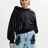 ESSENTIEL ANTWERP-Felpa con Paillettes e Pietre Nera-TRYME Shop