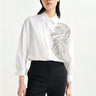 ESSENTIEL ANTWERP-Camicia Oversize con Paillettes Bianco-TRYME Shop