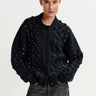ESSENTIEL ANTWERP-Cardigan con Applicazioni Floreali e Strass Nero-TRYME Shop