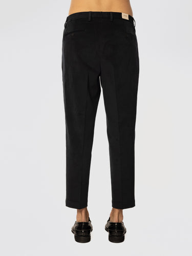 Pantaloni in Drill di Cotone con Pinces Nero
