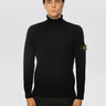 STONE ISLAND-Maglione Dolcevita a Costine in Lana Nero-TRYME Shop