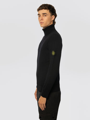 Ribbed Turtleneck Wool Sweater Black