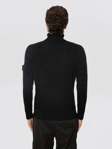 Ribbed Turtleneck Wool Sweater Black