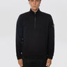STONE ISLAND-Felpa con Mezza Zip e Inserti a Costine Nero-TRYME Shop