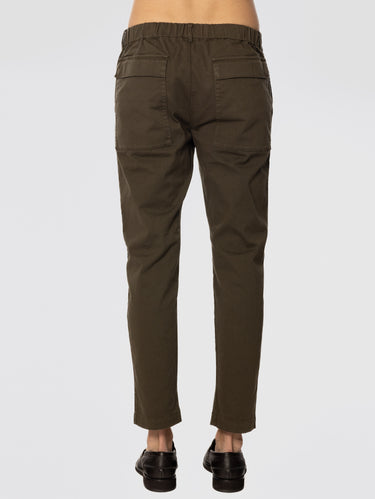 Pantalon semi-jogger avec élastique à la taille Vert militaire