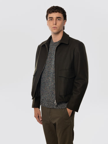 Bomber en laine avec poches appliquées Vert militaire