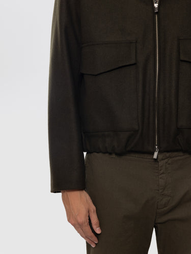 Bomber en laine avec poches appliquées Vert militaire