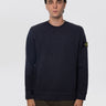STONE ISLAND-Felpa Girocollo in Cotone Malfilè Blu-TRYME Shop