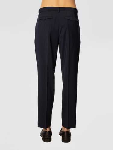 Pantalon en laine légère avec pinces Bleu