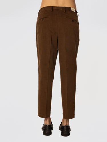 Cotton Pants with Pleats Brown
