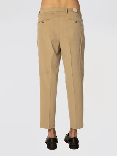 Cotton Pants with Pleats Beige