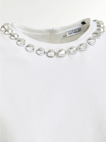 White Boxy T-Shirt with Beads