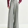 ESSENTIEL ANTWERP-Pantaloni Ampi con Pieghe Stirate Quadrettato Grigio-TRYME Shop