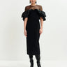 ESSENTIEL ANTWERP-Abito Elegante con Volant nero-TRYME Shop