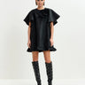 ESSENTIEL ANTWERP-Abito in Jaquard con Spilla Floreale Nero-TRYME Shop