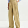 ESSENTIEL ANTWERP-Pantaloni Ampi con Vita Alta e Pinces Beige-TRYME Shop