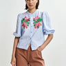 ESSENTIEL ANTWERP-Camicia Maniche 3/4 a Sbuffo Celeste-TRYME Shop