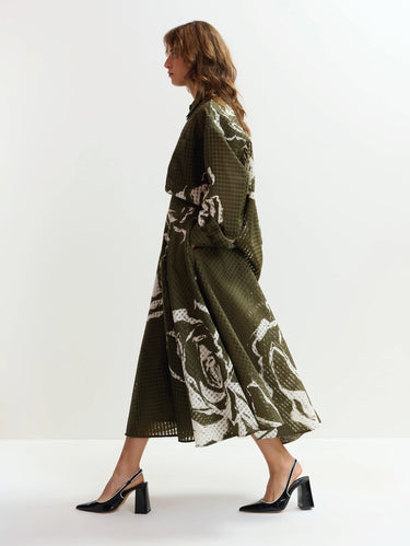 Green Midi Pleated Skirt