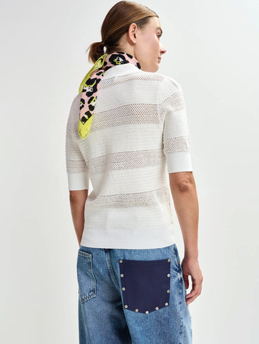 Knit Polo with Bows White