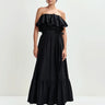 ESSENTIEL ANTWERP-Abito con Scollo Ornato in Volant Nero-TRYME Shop