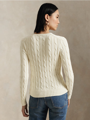 Pullover mit Zopfmuster aus Kaschmirmischung in Creme